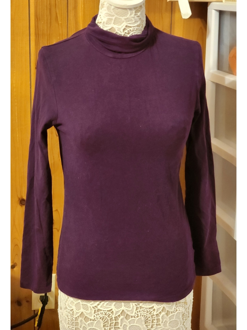 Plum Purple TurtleNeck Long Sleeve Layering Top